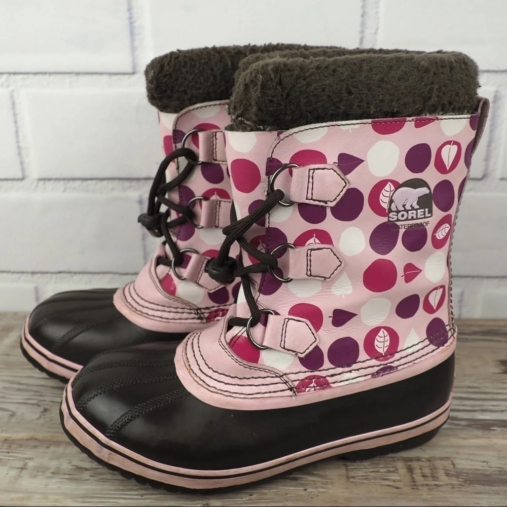 Sorel Yoot Pak Y6 W8 pink rubber leather waterproof boots